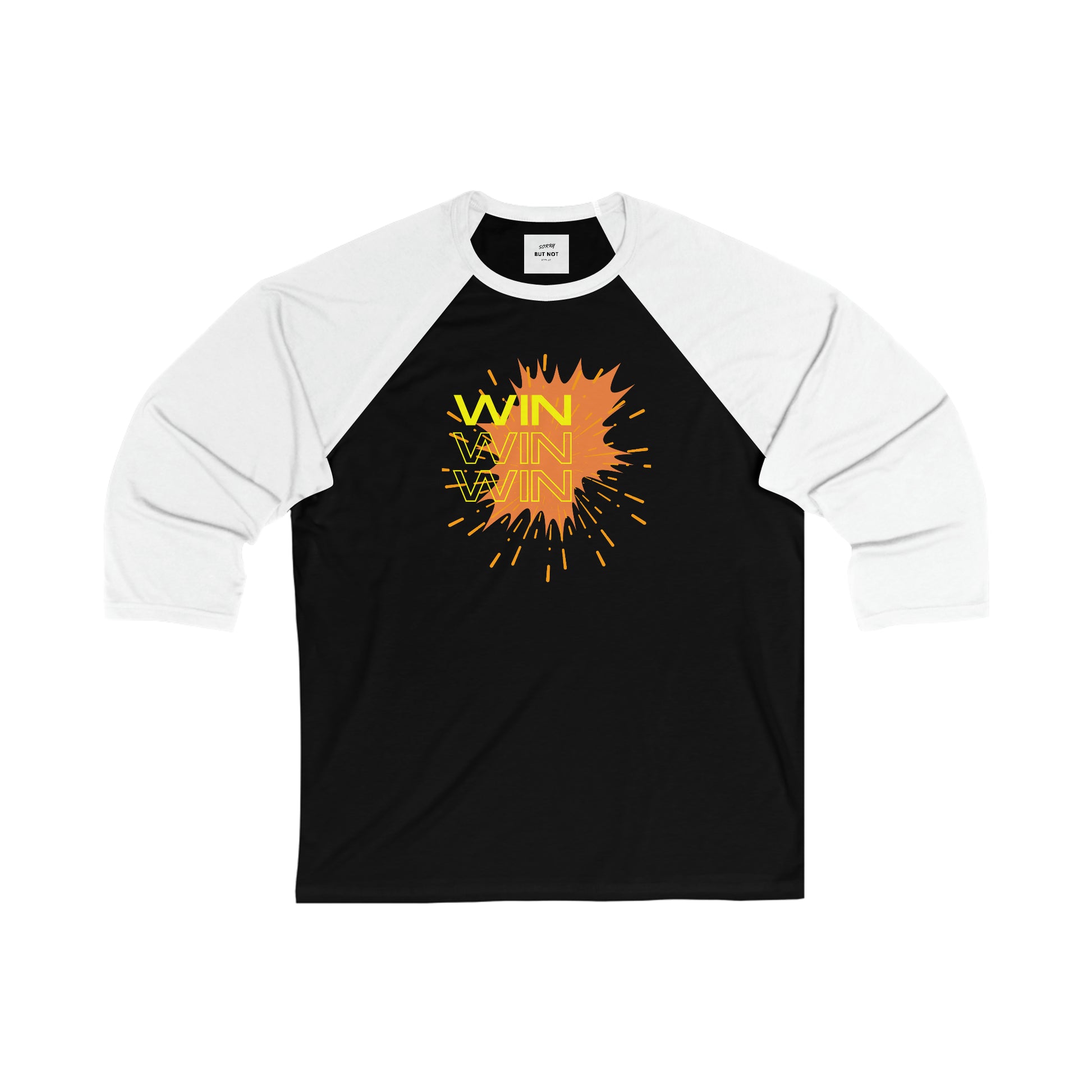 Unisex 3 Sleeve Baseball Tee Black White