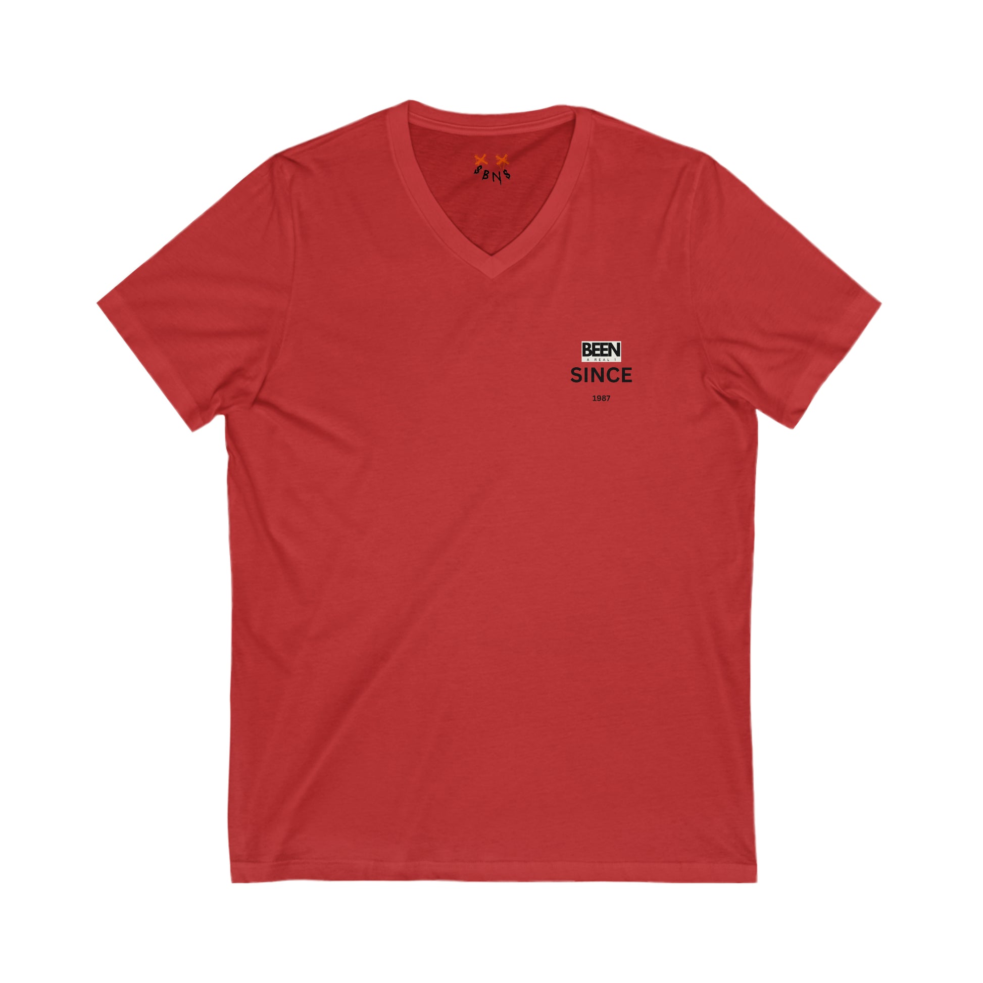 Unisex Jersey Short Sleeve V-Neck Tee Red