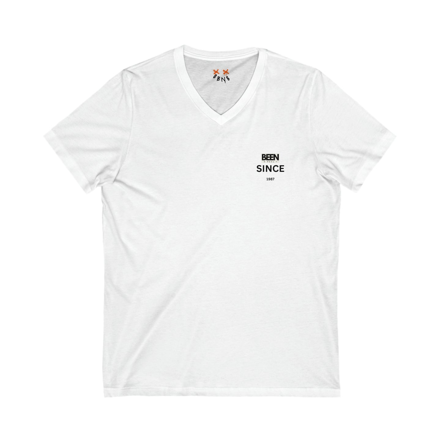 Unisex Jersey Short Sleeve V-Neck Tee White
