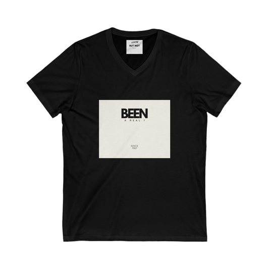 Unisex Jersey Short Sleeve V-Neck Tee Black