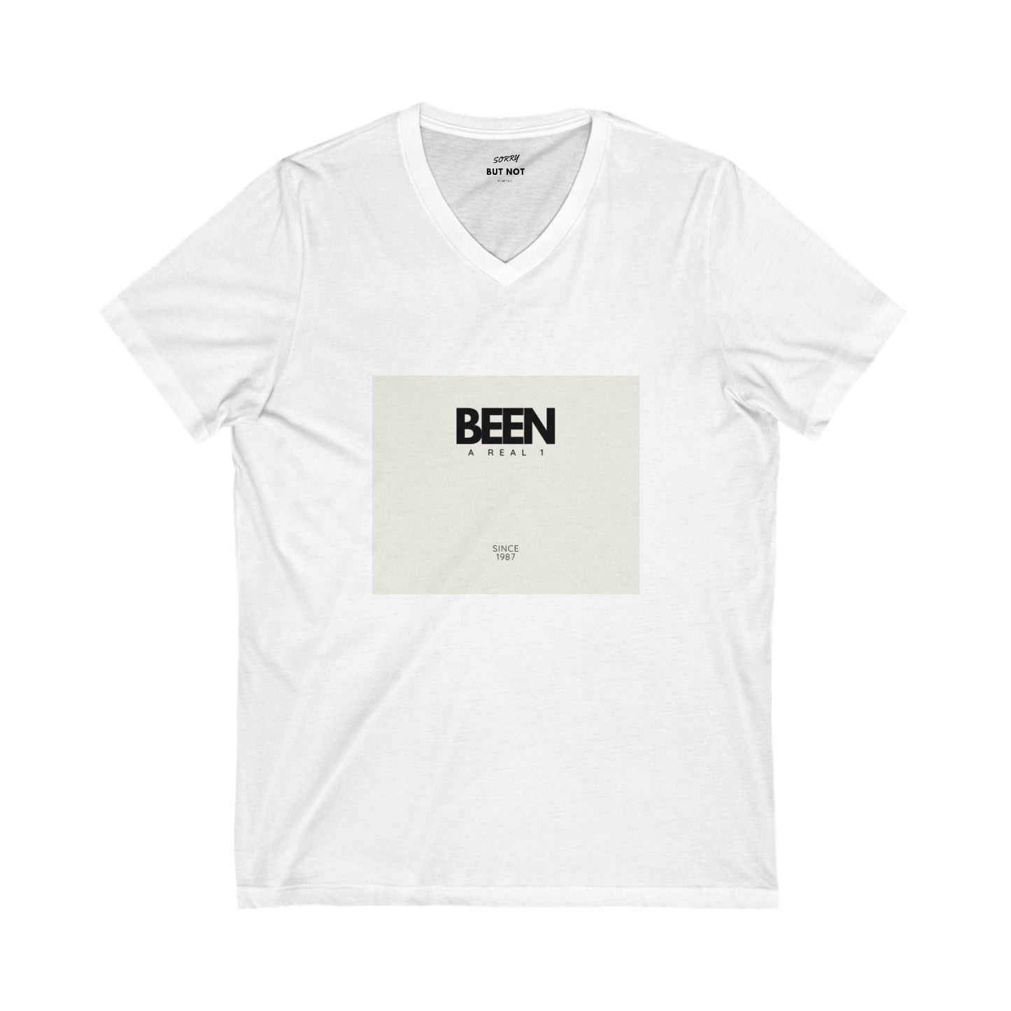 Unisex Jersey Short Sleeve V-Neck Tee White