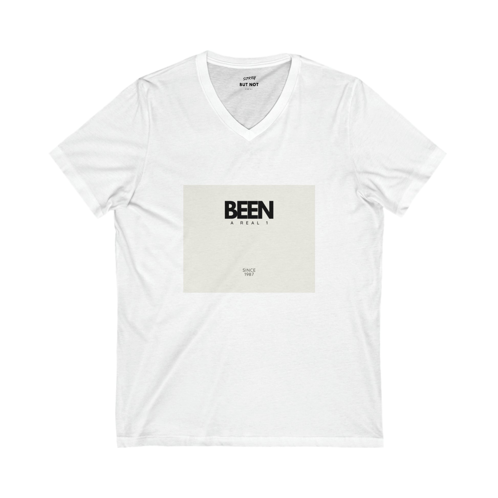 Unisex Jersey Short Sleeve V-Neck Tee White