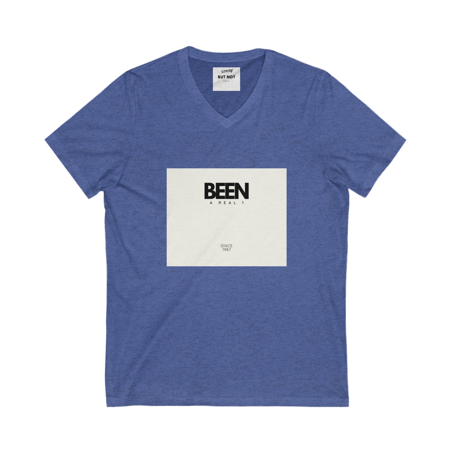 Unisex Jersey Short Sleeve V-Neck Tee Heather True Royal