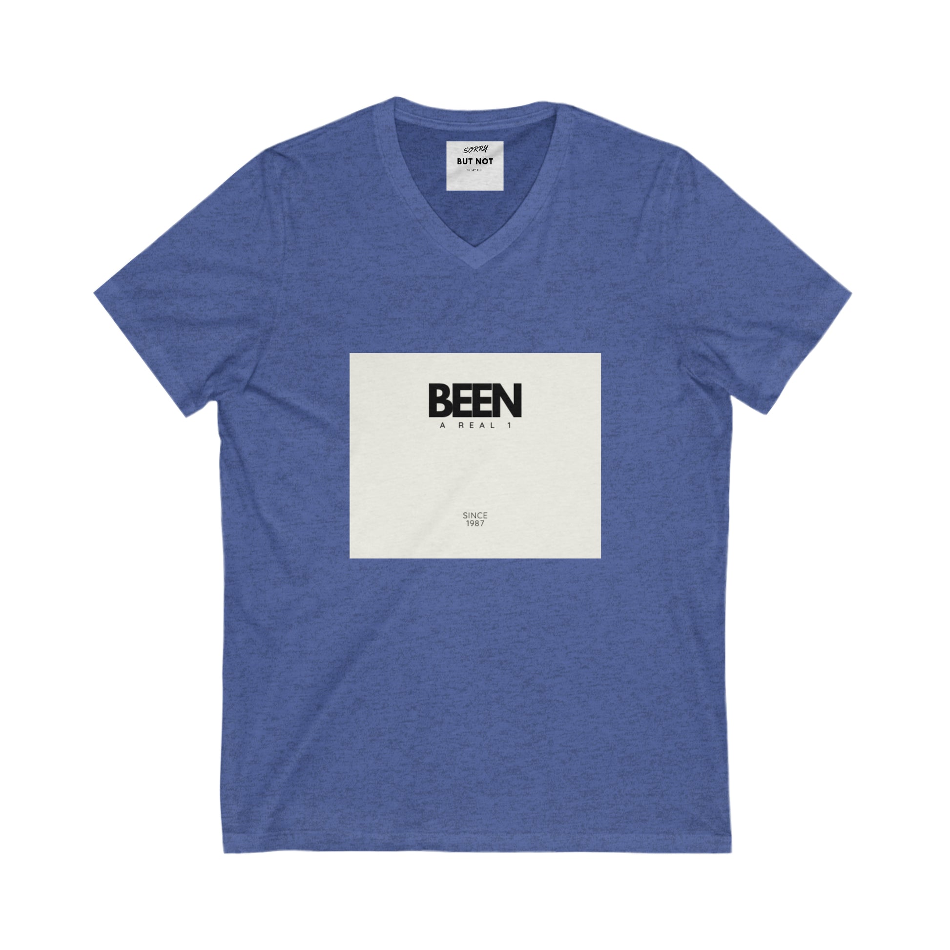 Unisex Jersey Short Sleeve V-Neck Tee Heather True Royal