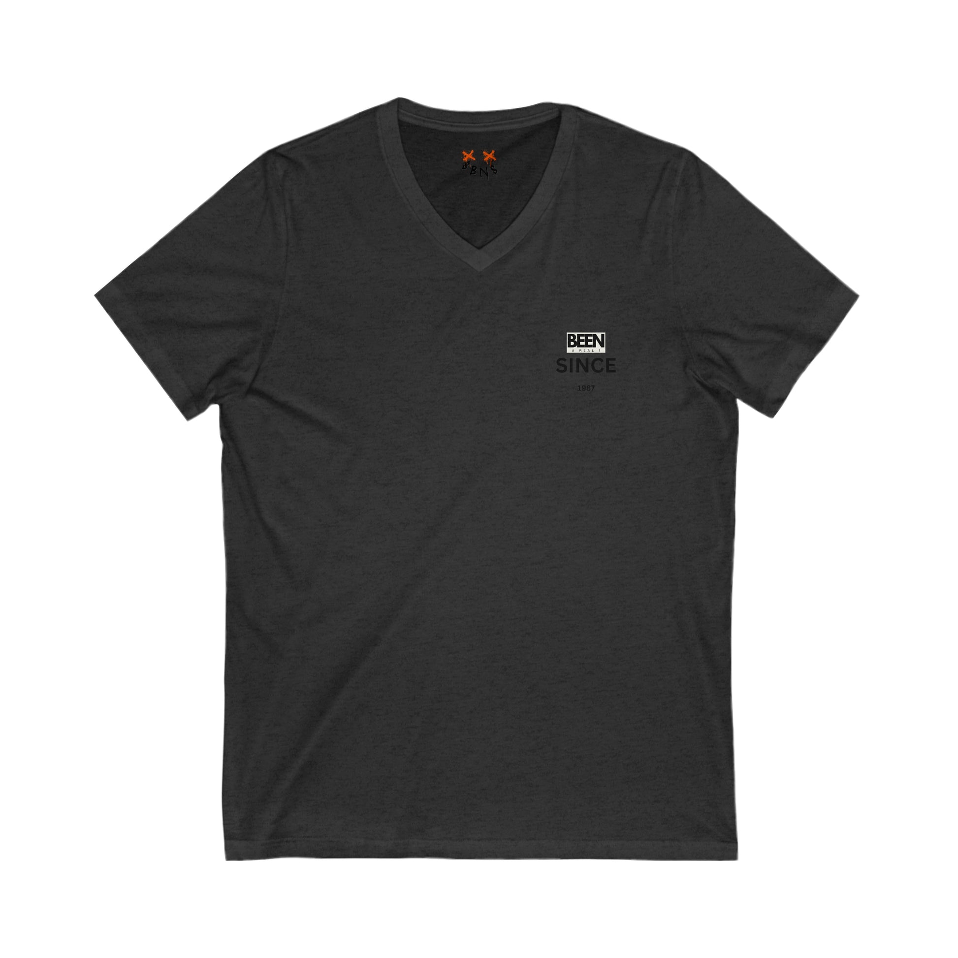Unisex Jersey Short Sleeve V-Neck Tee Dark Grey Heather