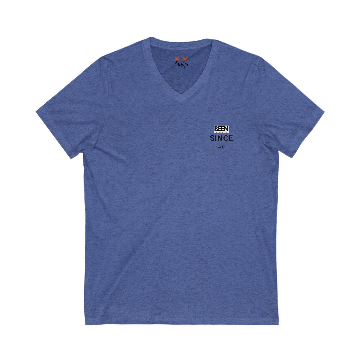 Unisex Jersey Short Sleeve V-Neck Tee Heather True Royal