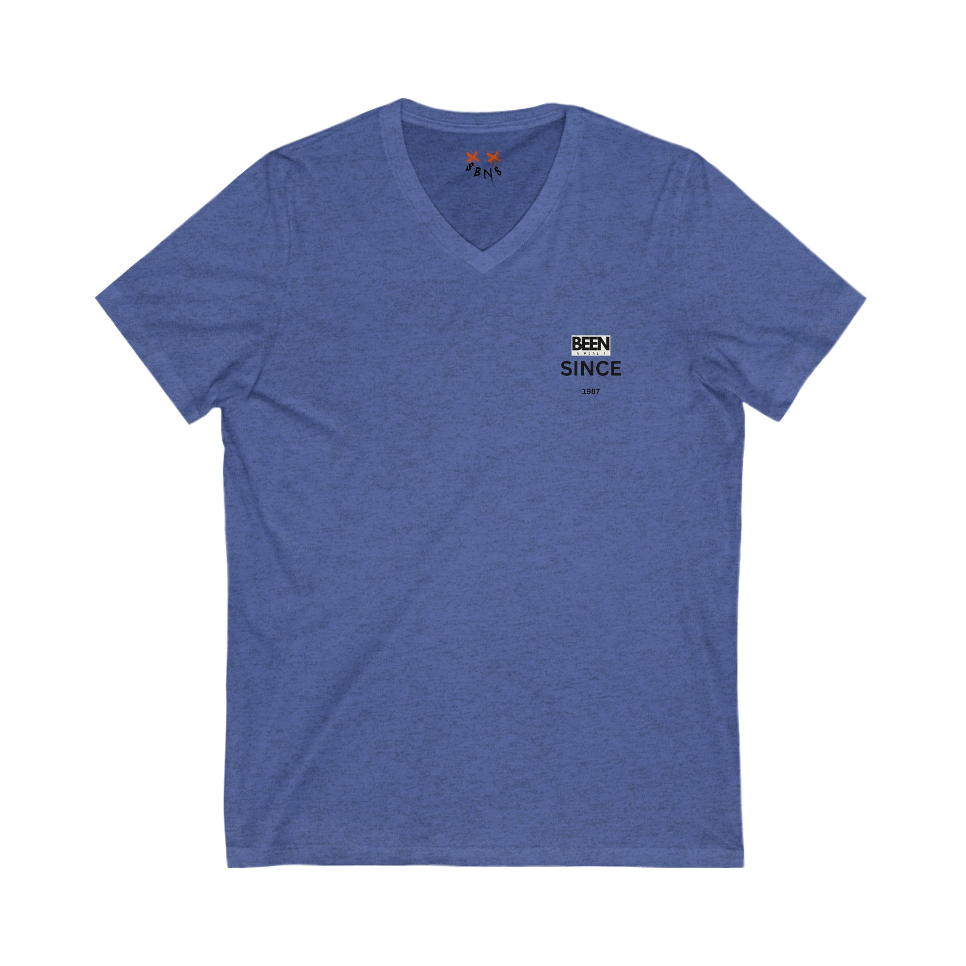 Unisex Jersey Short Sleeve V-Neck Tee Heather True Royal