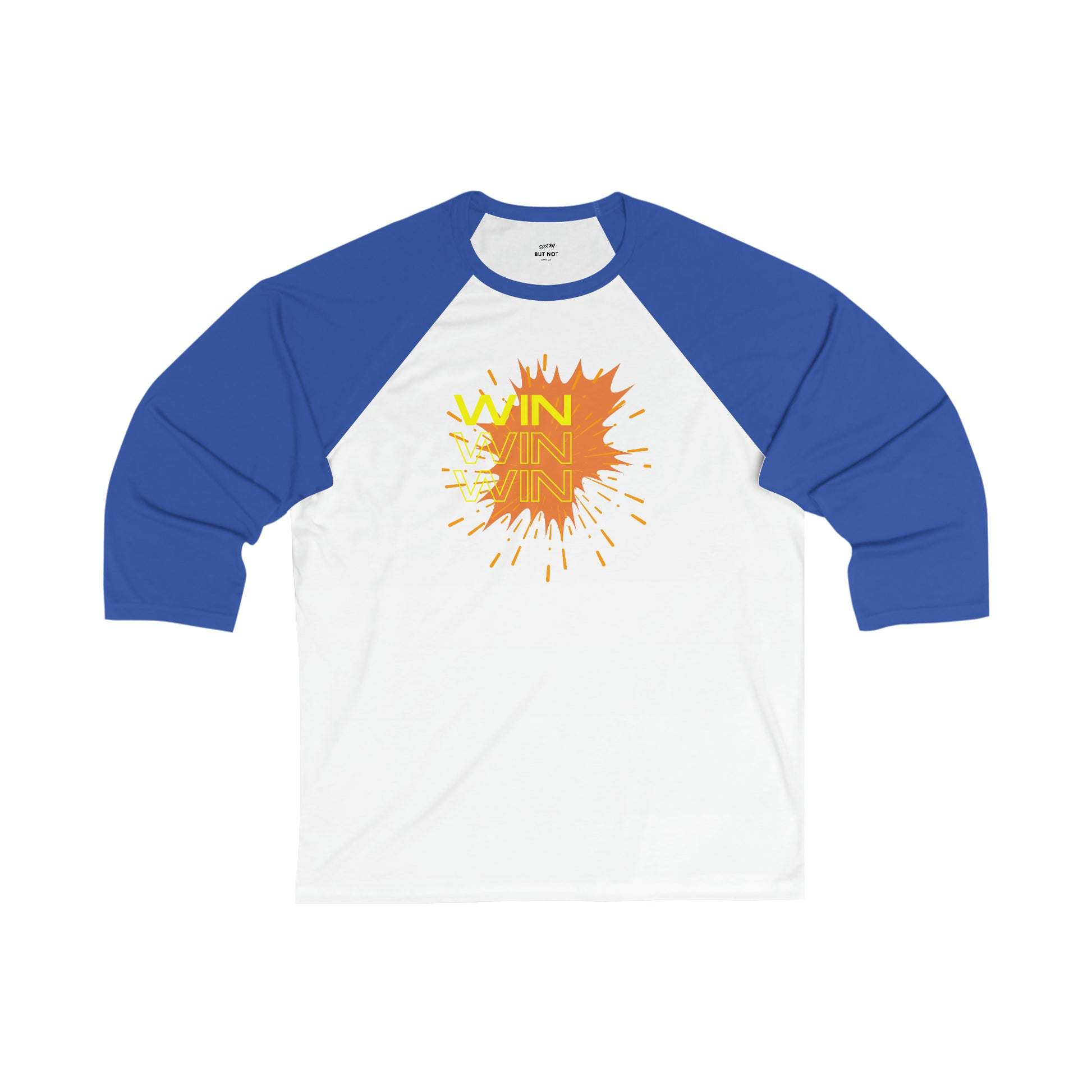 Unisex 3 Sleeve Baseball Tee White True Royal